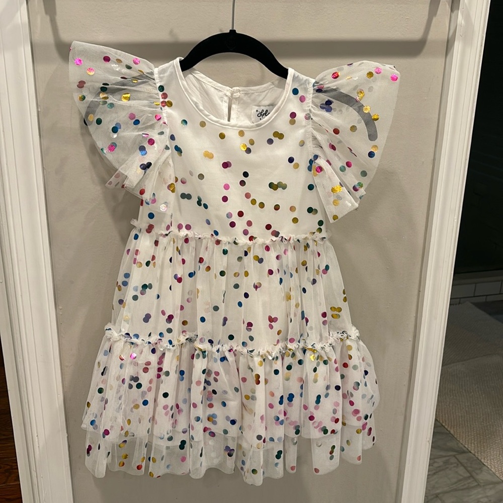 Girls Lola and the boys size 6 rainbow confetti party dress